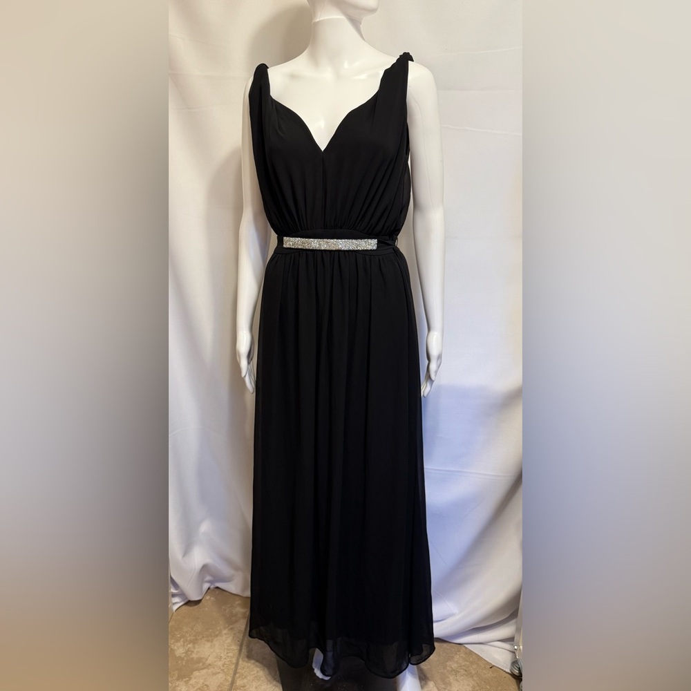 Express Black Pleated Maxi Gown Halter Sleeveless